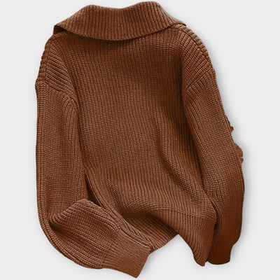 Ráncos Kötött Kardigán Túlméretezett Gombokkal