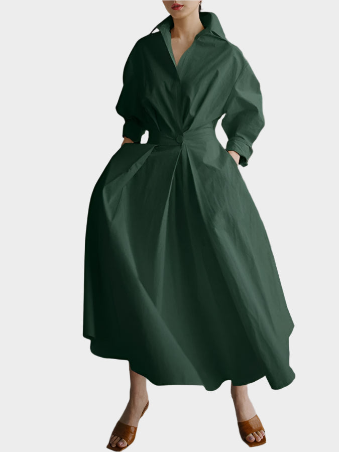 Elegáns A-vonalú Ruha Polo Gallérral