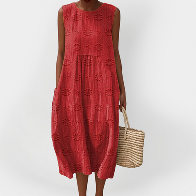 Elegáns Ujjatlan Pamut Ruha Zsebekkel