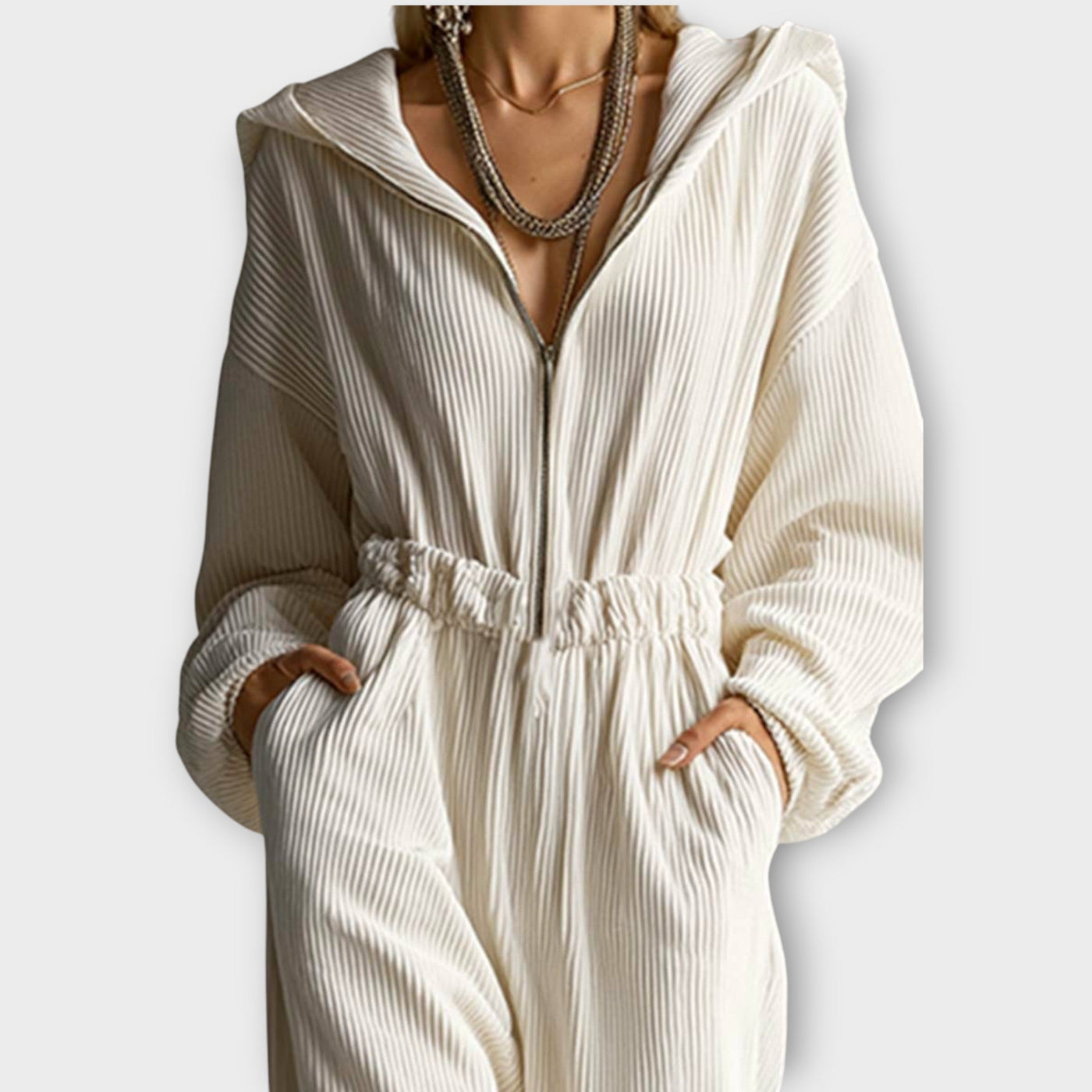 Könnyed, Pliszírozott, Széles Lábú Overall