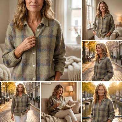 Valeria™ – Elegáns Kockás Pulóver