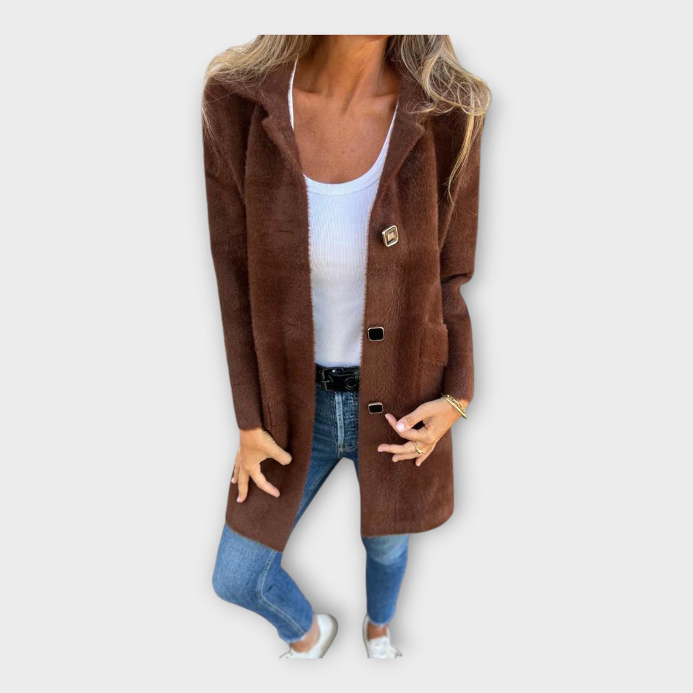 Gyapjú Kabát Elegáns Zárral