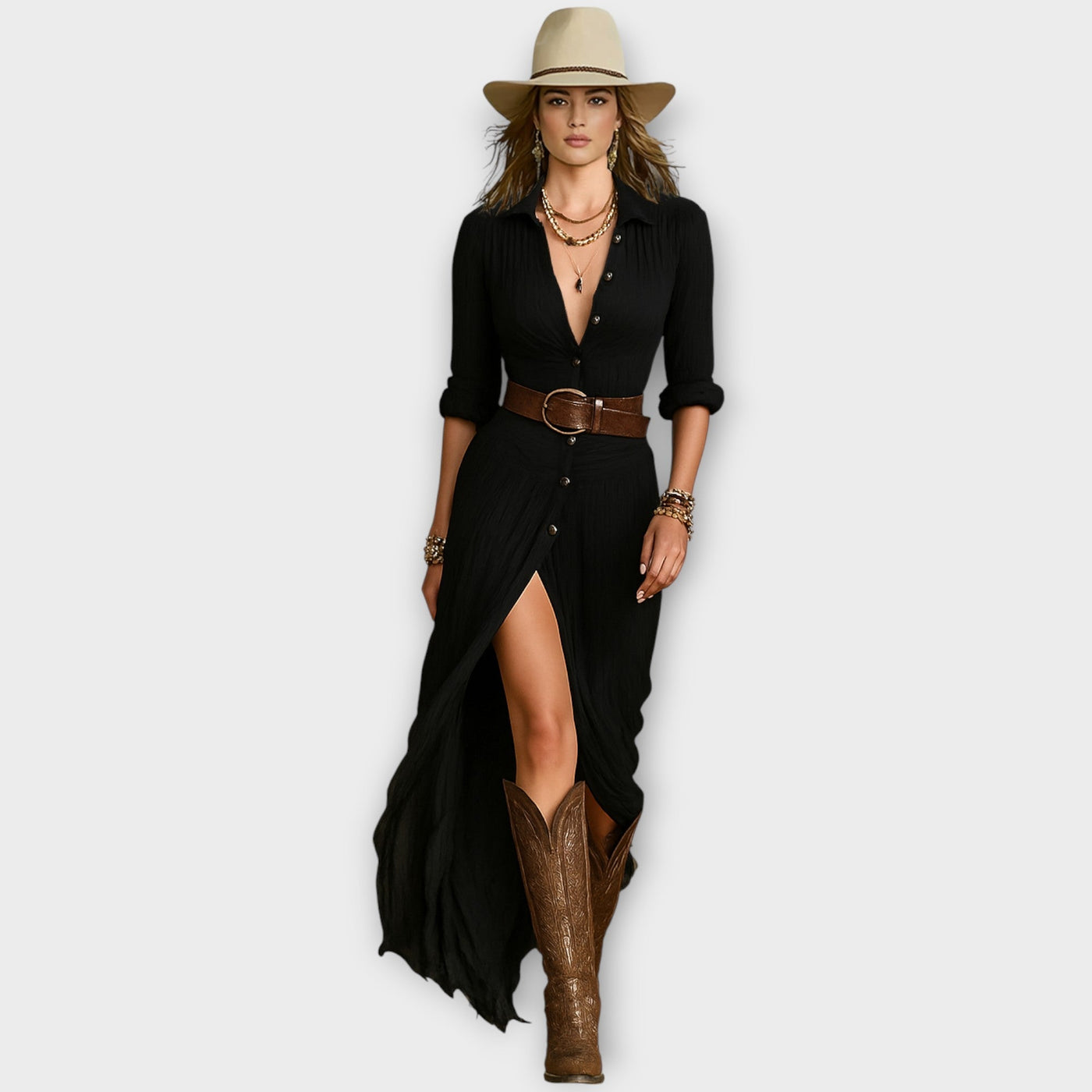 Nyugati Elegancia Gombos Maxi Ruha