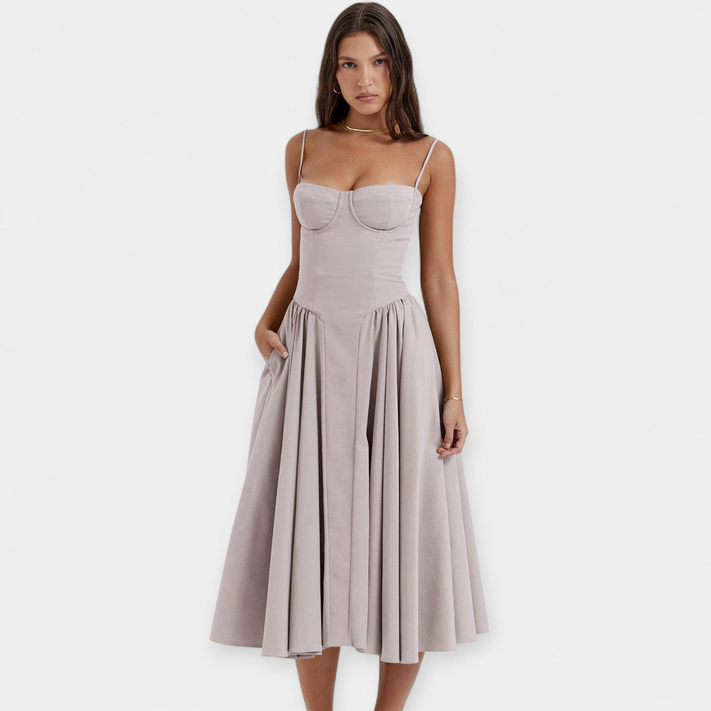 Retro Midi Ruha Vékony Pántokkal