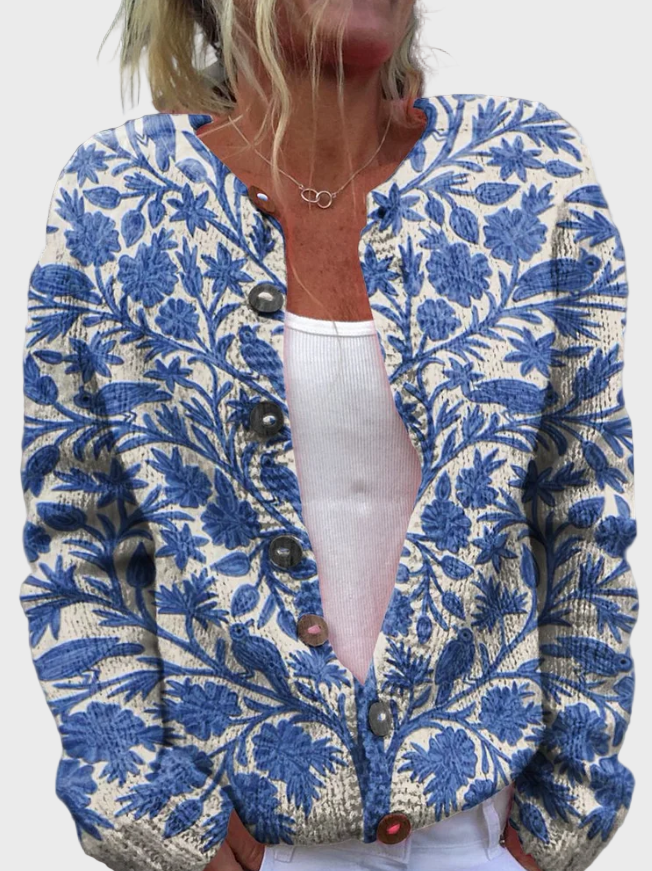 Kötött Gilet Virágmintával