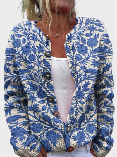 Kötött Gilet Virágmintával