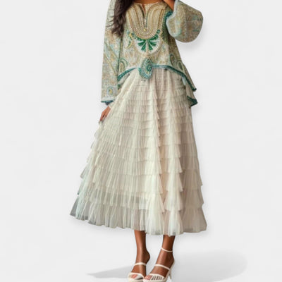 Elegáns Tüll Szoknya Dekoratív Részletekkel