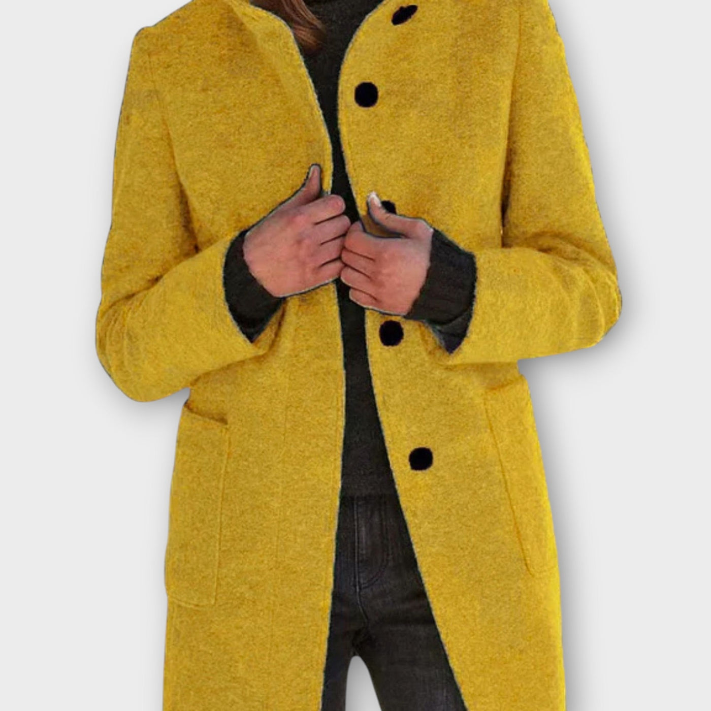 Időtlen Gombos Elől Záródó Középhosszú Kabát