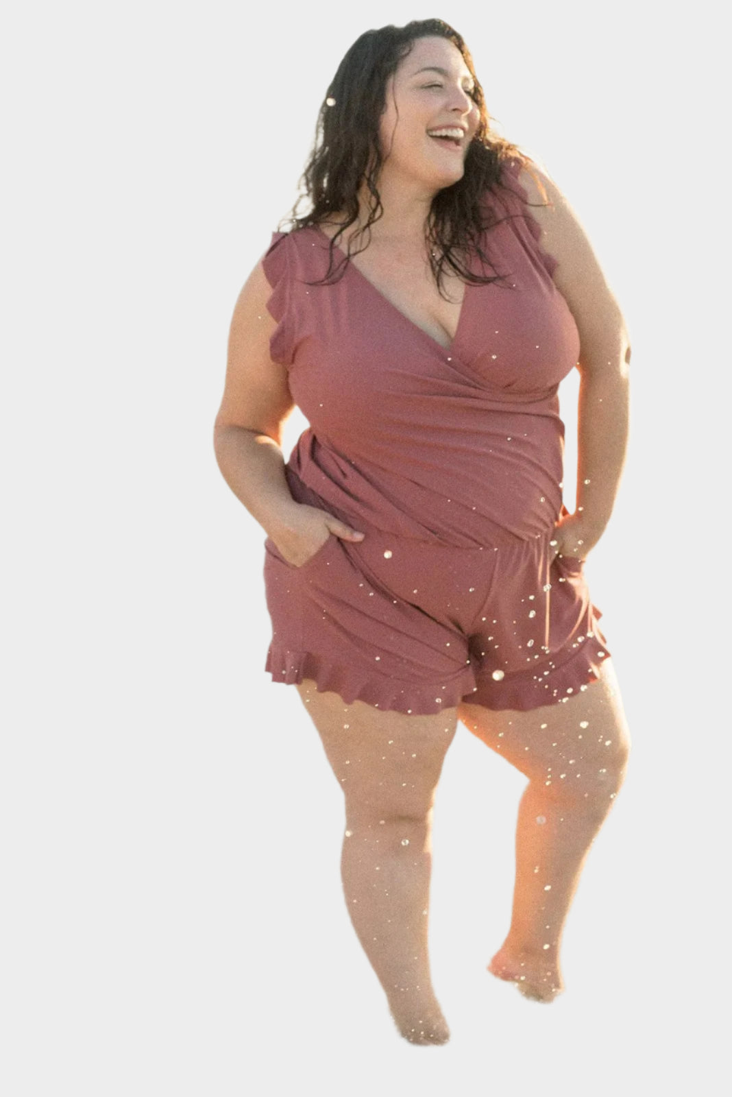 Rövidnadrág fodrokkal és melltartó támogatással