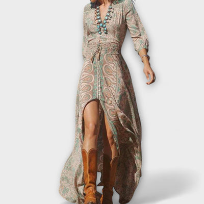 Maxi ruha puha bohemian stílusban