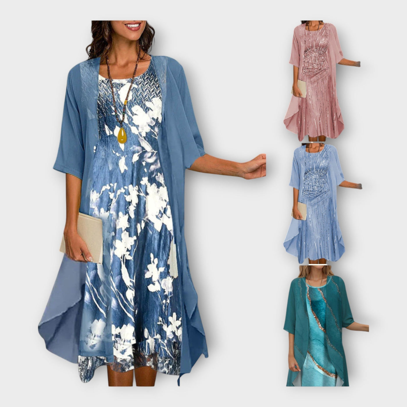 Levegős Ruha Külső Kabáttal és Mintákkal