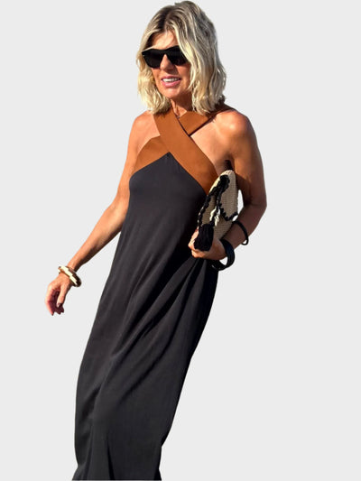 Elegáns Hát nélküli Ruha Modern Kereszt Nyakkal