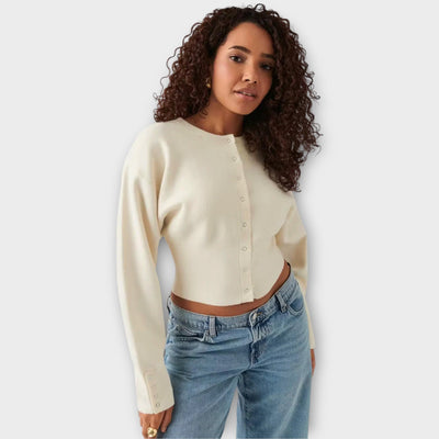 Modern Cropped Kardigán Gomb Részletekkel