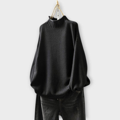 Minimalista Texturált Pulóver Magas Nyakkal