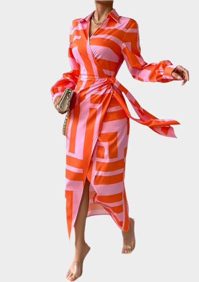 Nyomtatott Ruha Állítható Derékkal