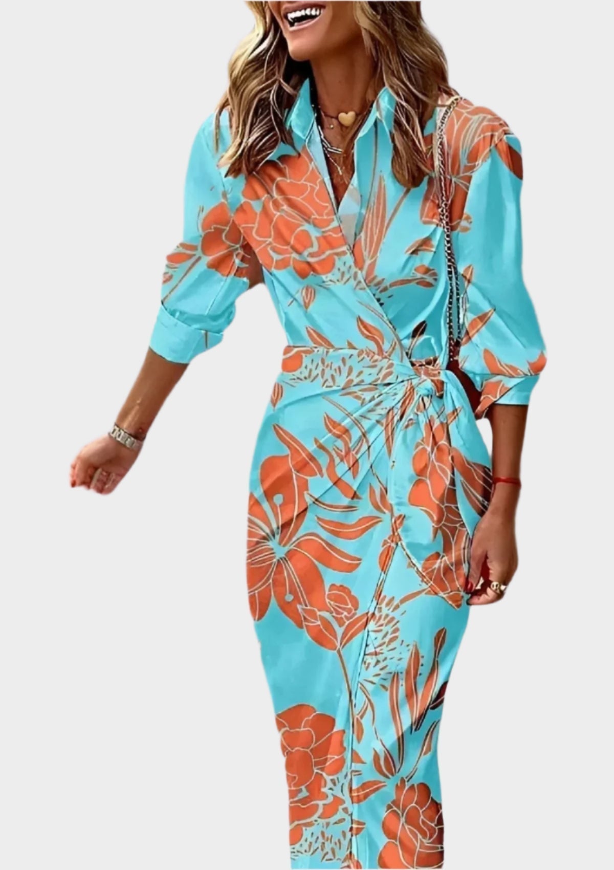 Nyomtatott Ruha Állítható Derékkal