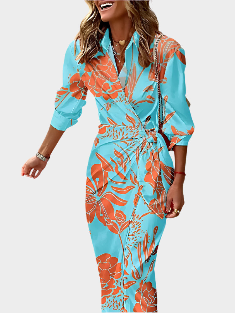 Csíkos Mintás Midi Ruha