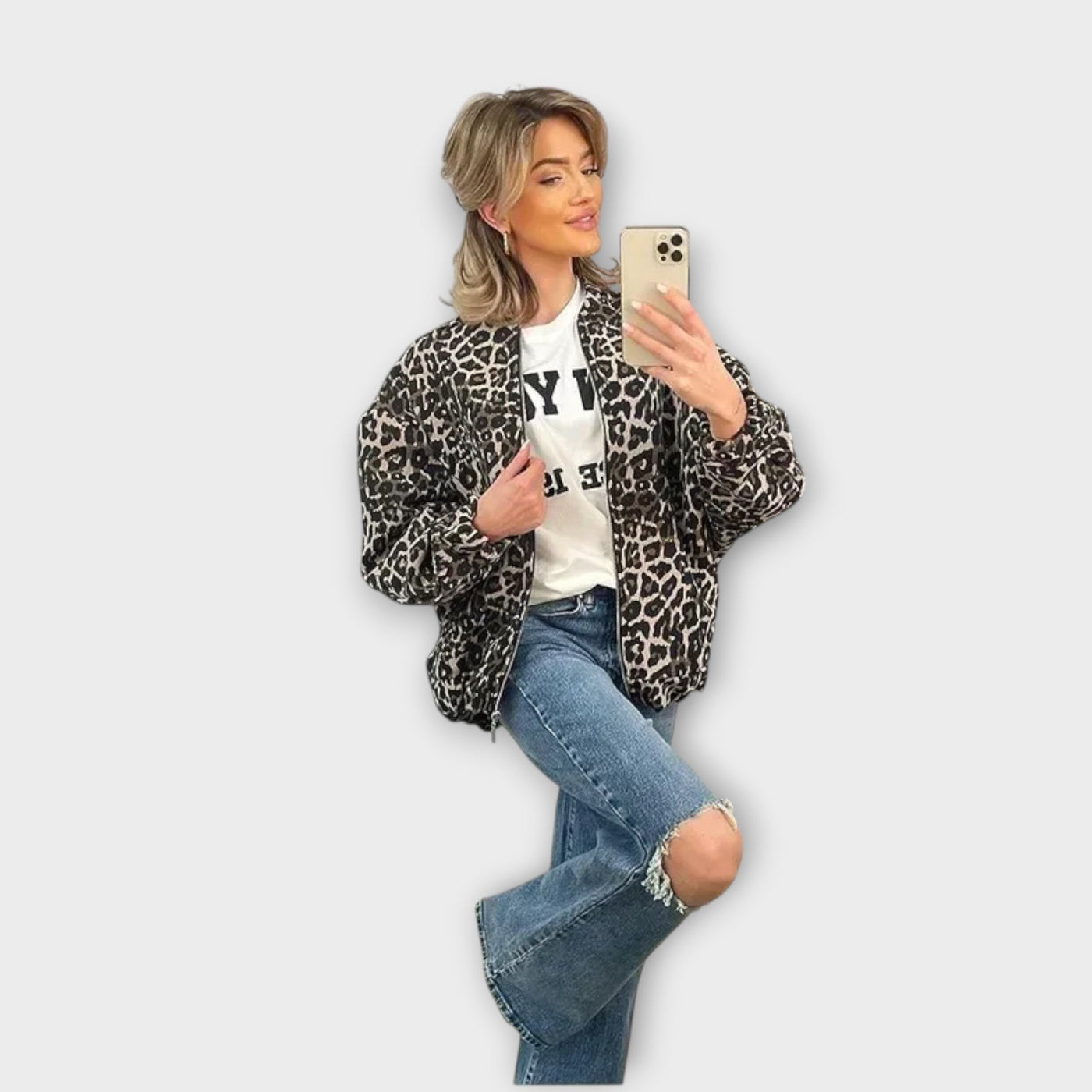 Könnyed Stílus Relaxált-Fit Nyomtatott Dzseki