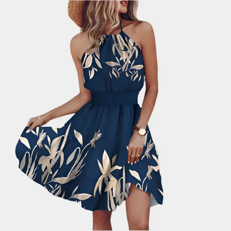 Szexi Mini Ruha Aszimmetrikus Mintával és Hátrészes Kialakítással