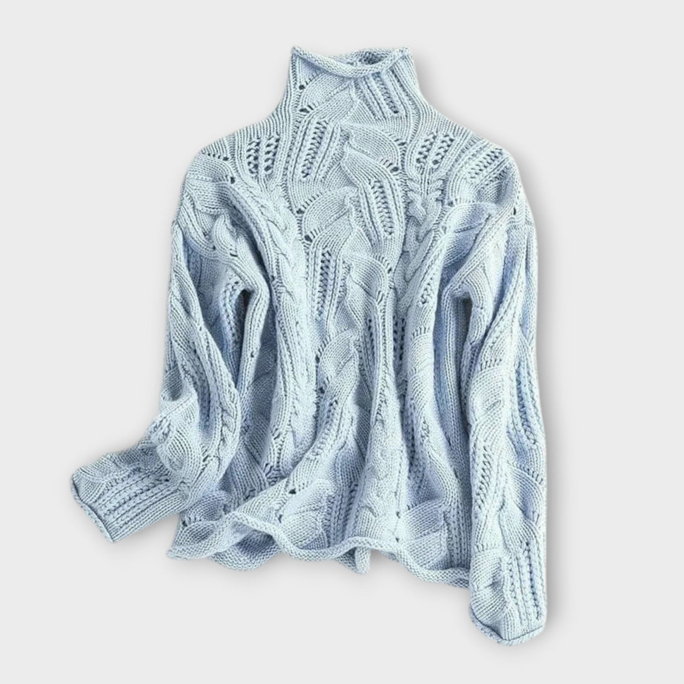 Kényelmes Texturált Kötött Garbós Pulóver