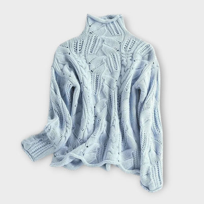 Kényelmes Texturált Kötött Garbós Pulóver