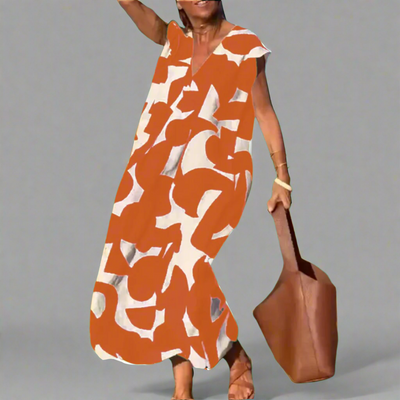 V Nyakú Ruha Mintás Anyaggal