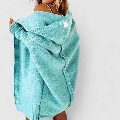 Kényelmes Kötött Kapucnis Pulóver