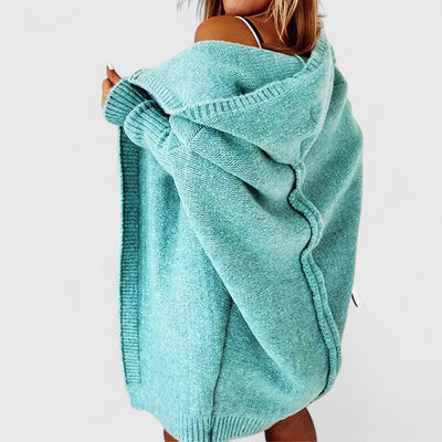 Kényelmes Kötött Kapucnis Pulóver