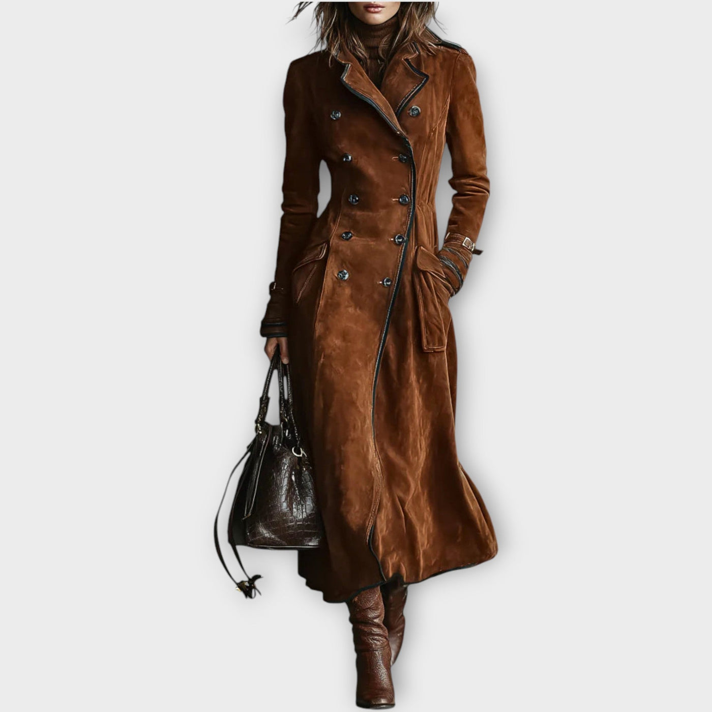 Vintage Suede Dupla Soros Hosszú Kabát