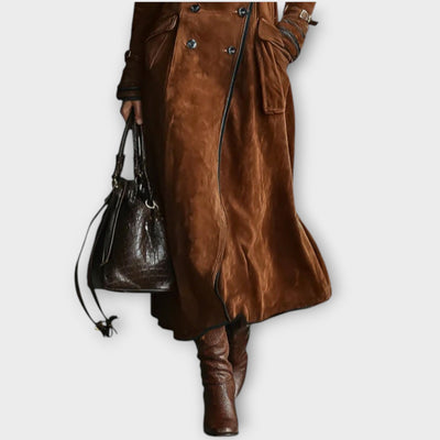 Vintage Suede Dupla Soros Hosszú Kabát