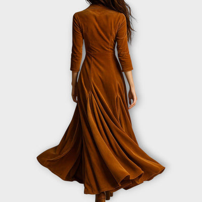 Vintage bársony gombos maxi ruha