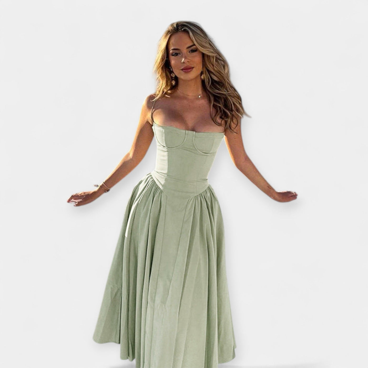 Retro Midi Ruha Vékony Pántokkal