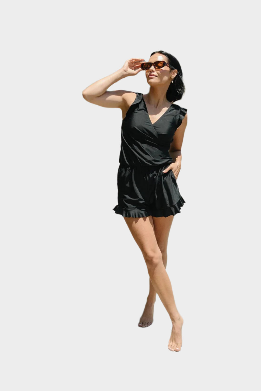 Rövidnadrág fodrokkal és melltartó támogatással