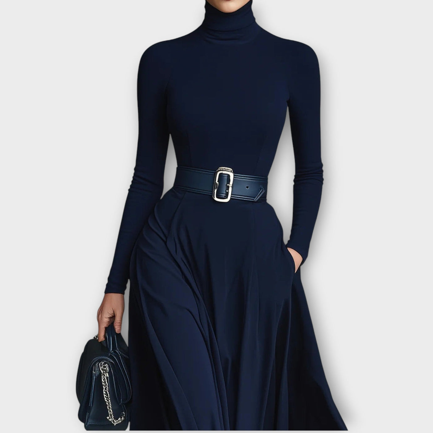 Elegáns Magas Nyakú Laza Maxi Ruha