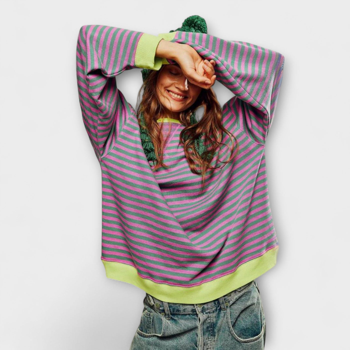 Mary - Csíkos Oversized Pulóver