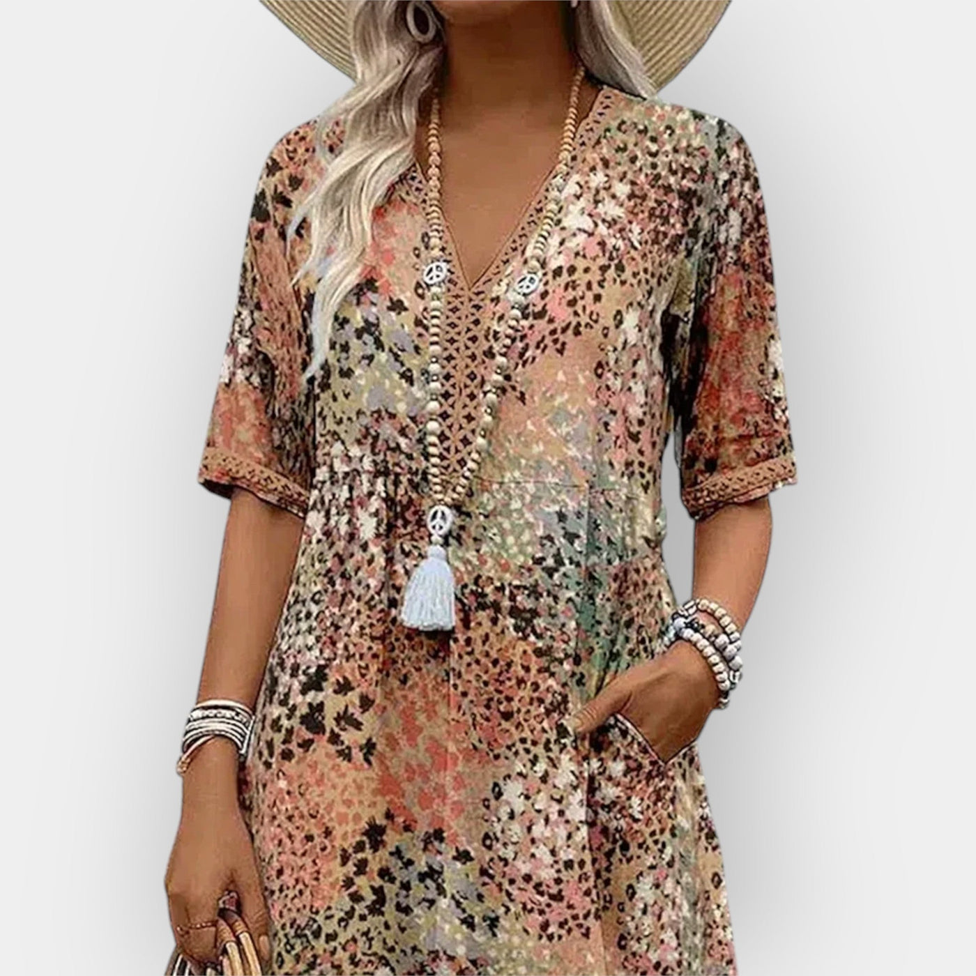 Virágmintás Midi Ruha Stílussal