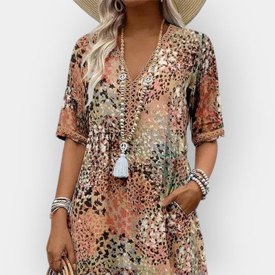 Virágmintás Midi Ruha Stílussal