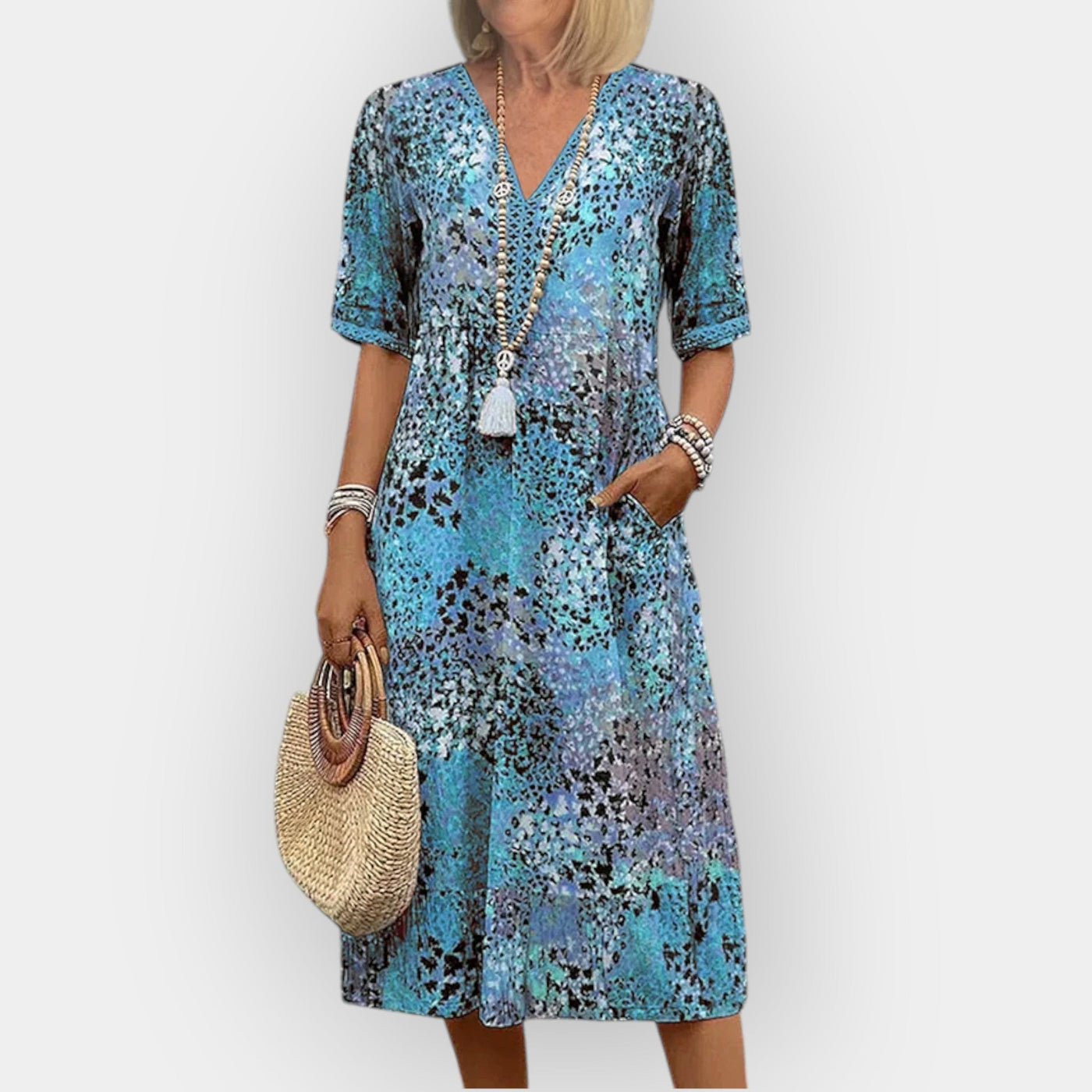 Virágmintás Midi Ruha Stílussal