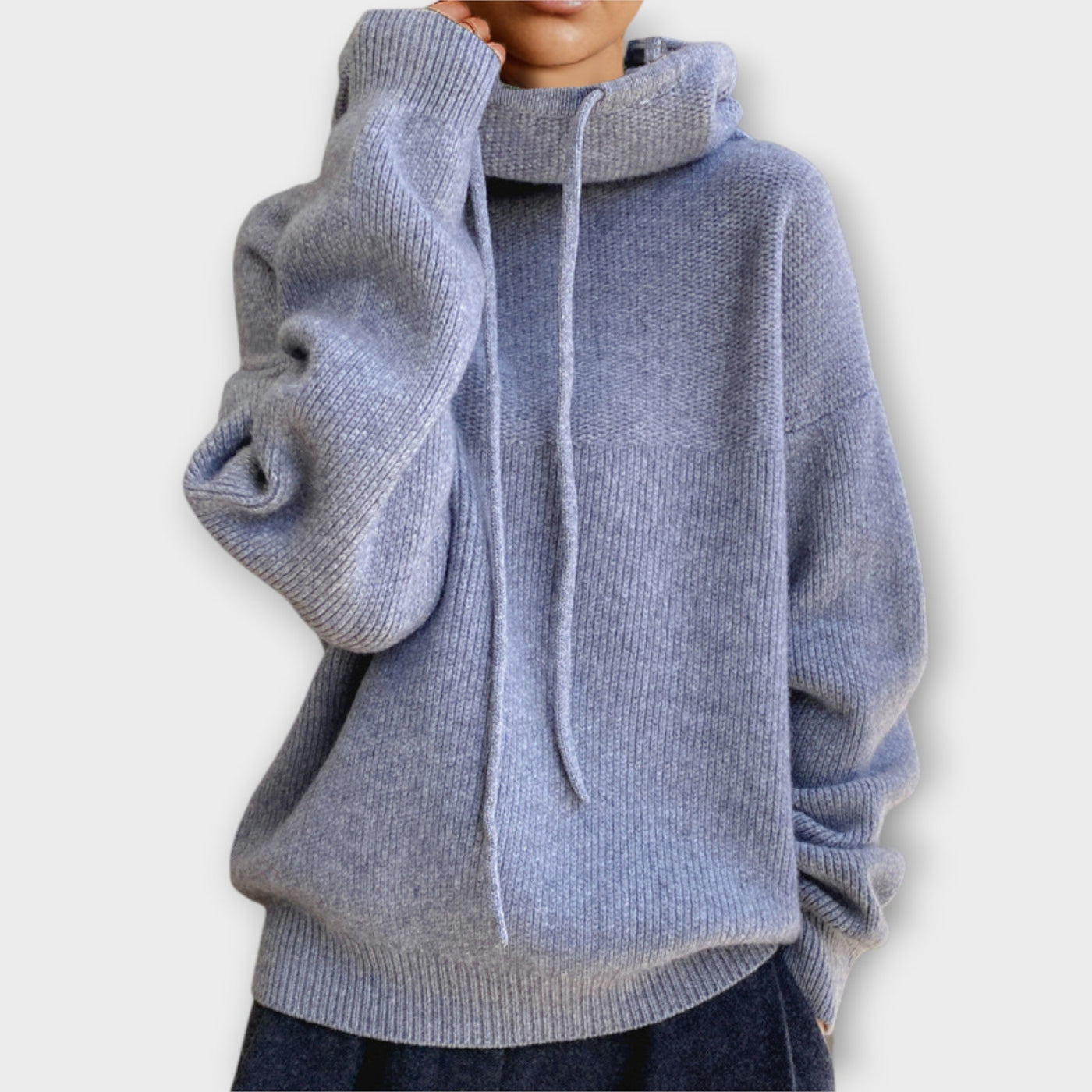 Kényelmes, Lazán Illeszkedő, Zsinóros Garbó Pulóver