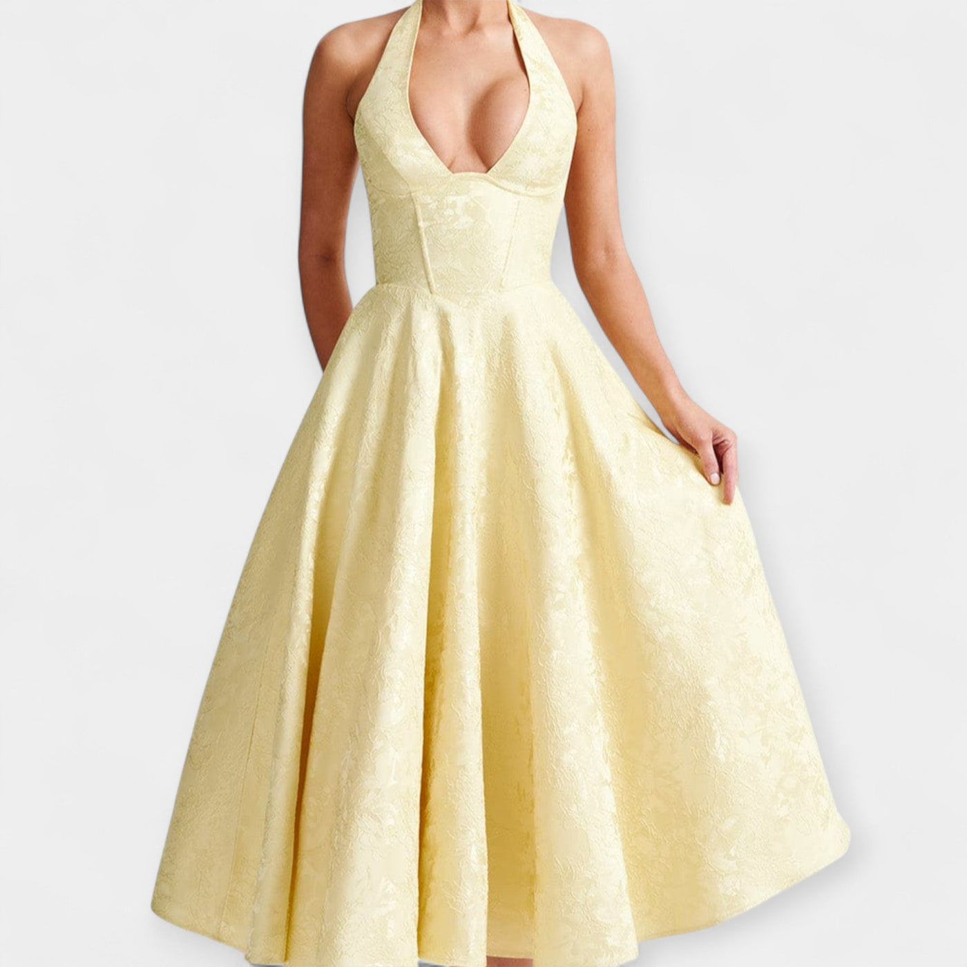 Midi Ruha Nyitott Háttal és Stílusos Fűzővel