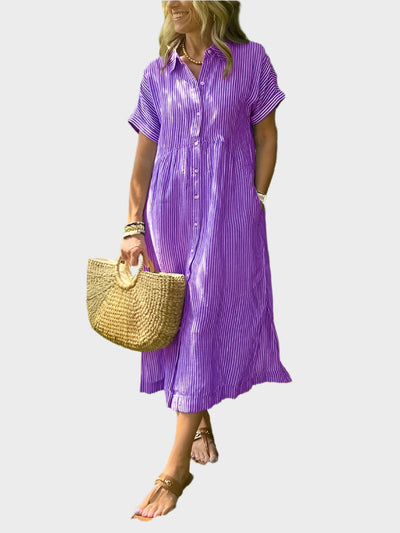 Csíkos Ingruha Zsebekkel, Gombokkal és Funkcionális Zsebekkel