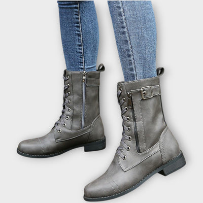 Klasszikus Fűzős Bőr Bokacsizma