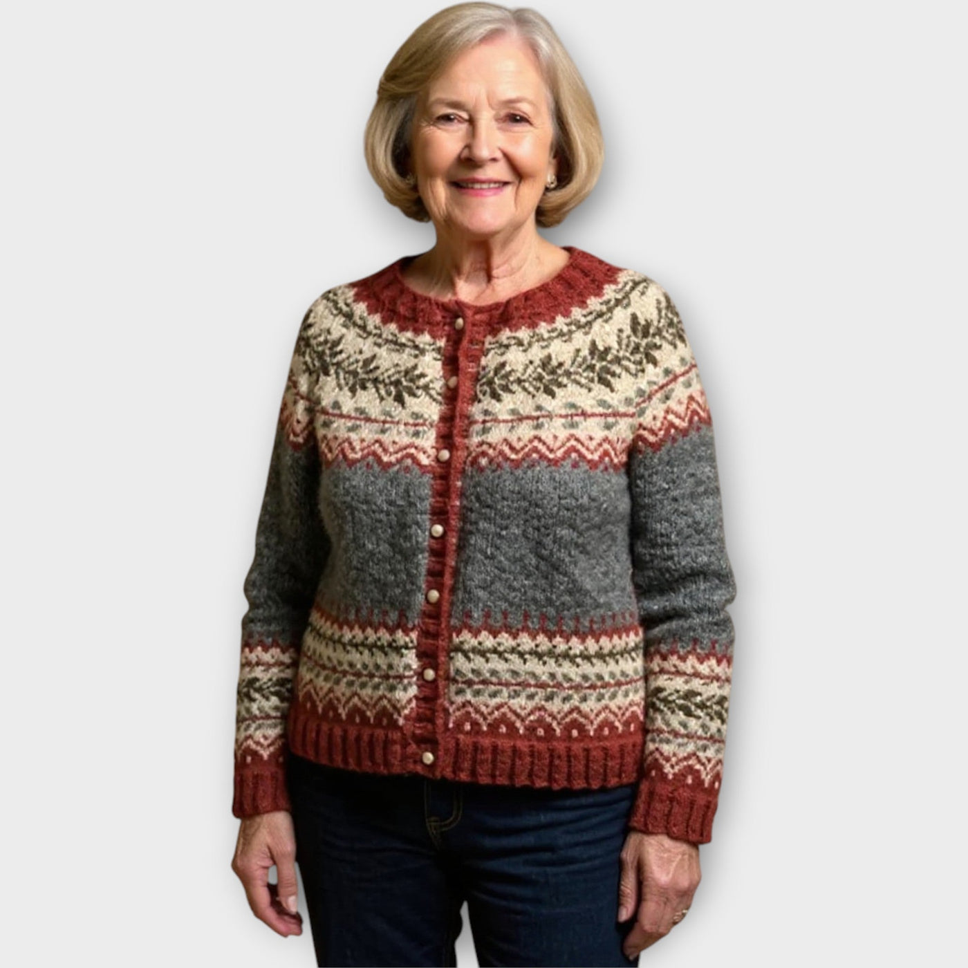 Gombos Kötött Kardigán Finom Mintával