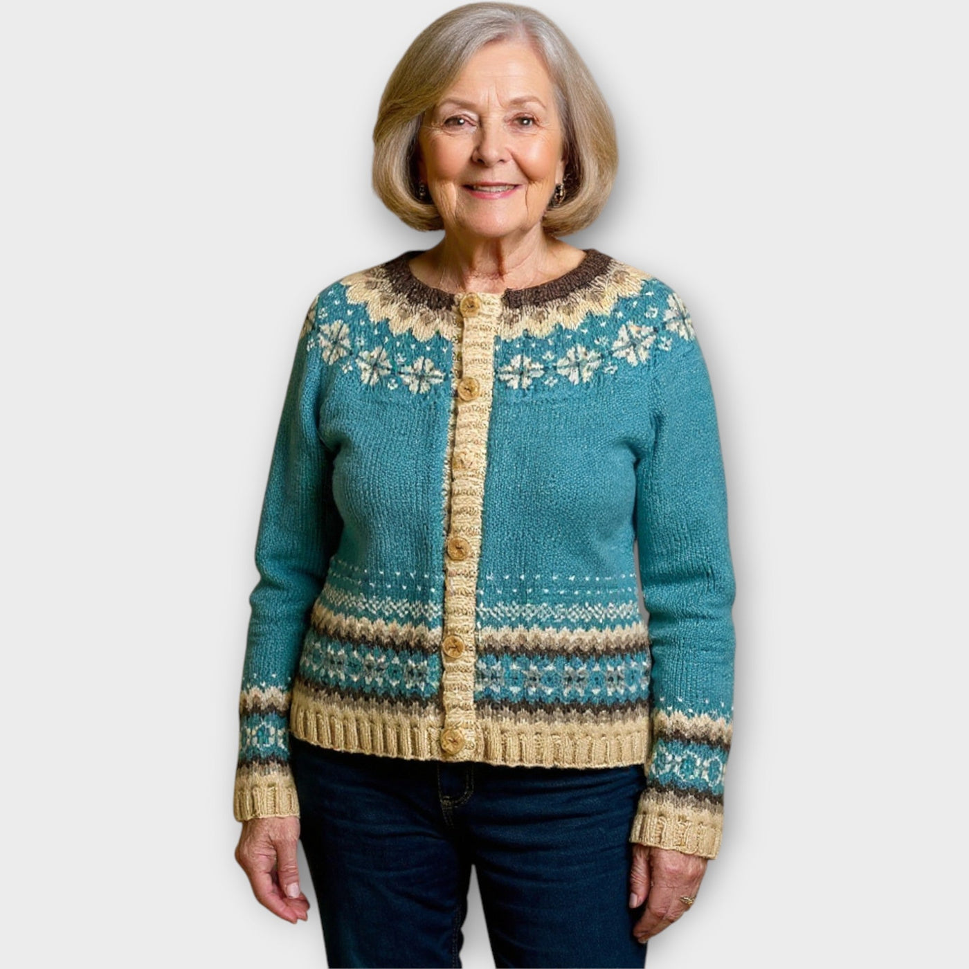 Gombos, Finom Mintázatú Kötött Kardigán