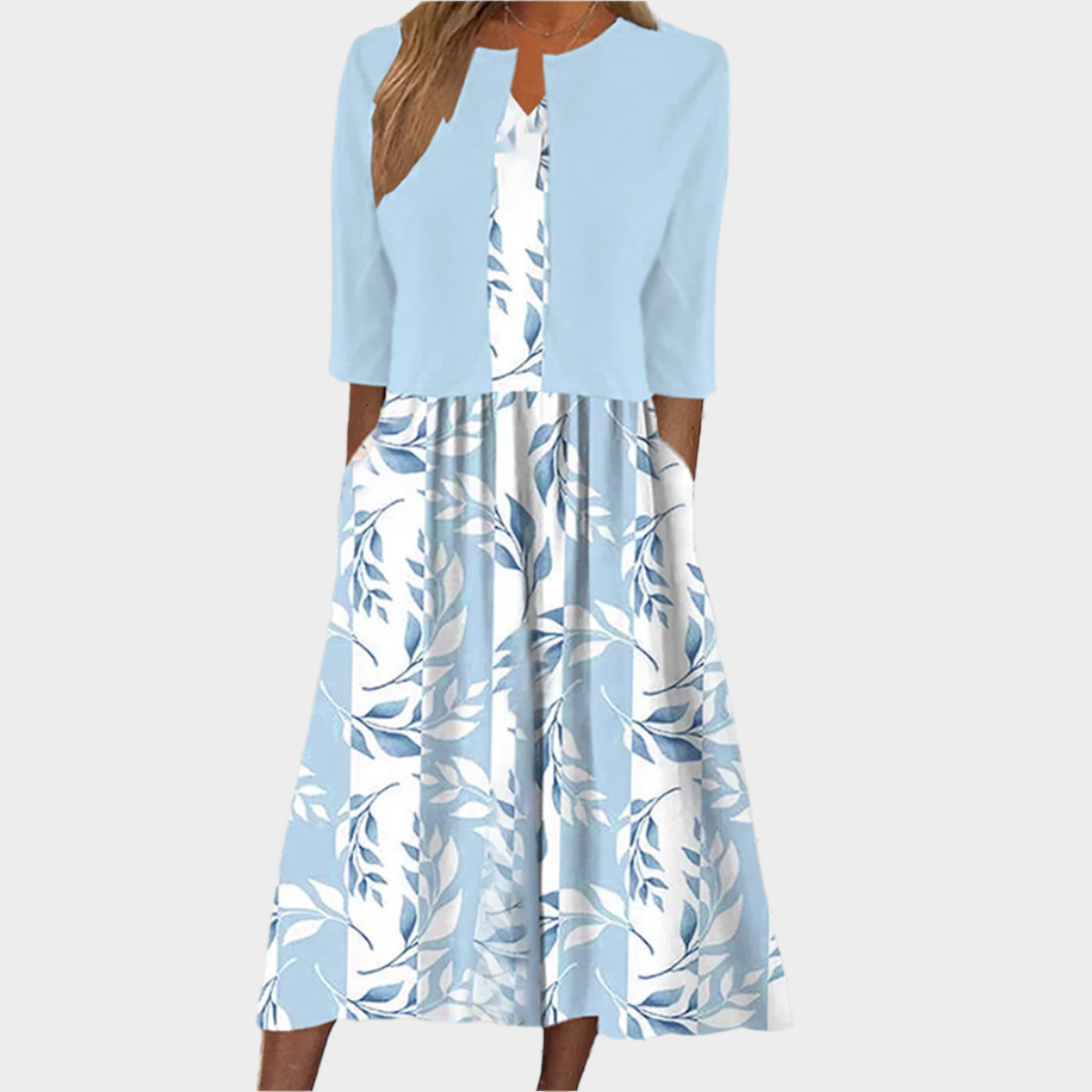 Levendula Midi Ruha Elegáns Dzsekivel