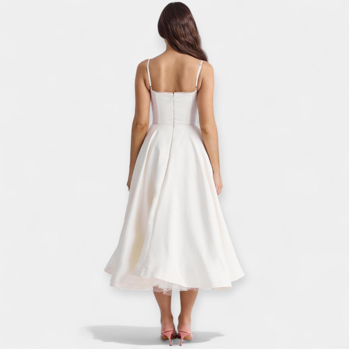 Tüll Áttetsző Részletekkel Ellátott Midi Ruha