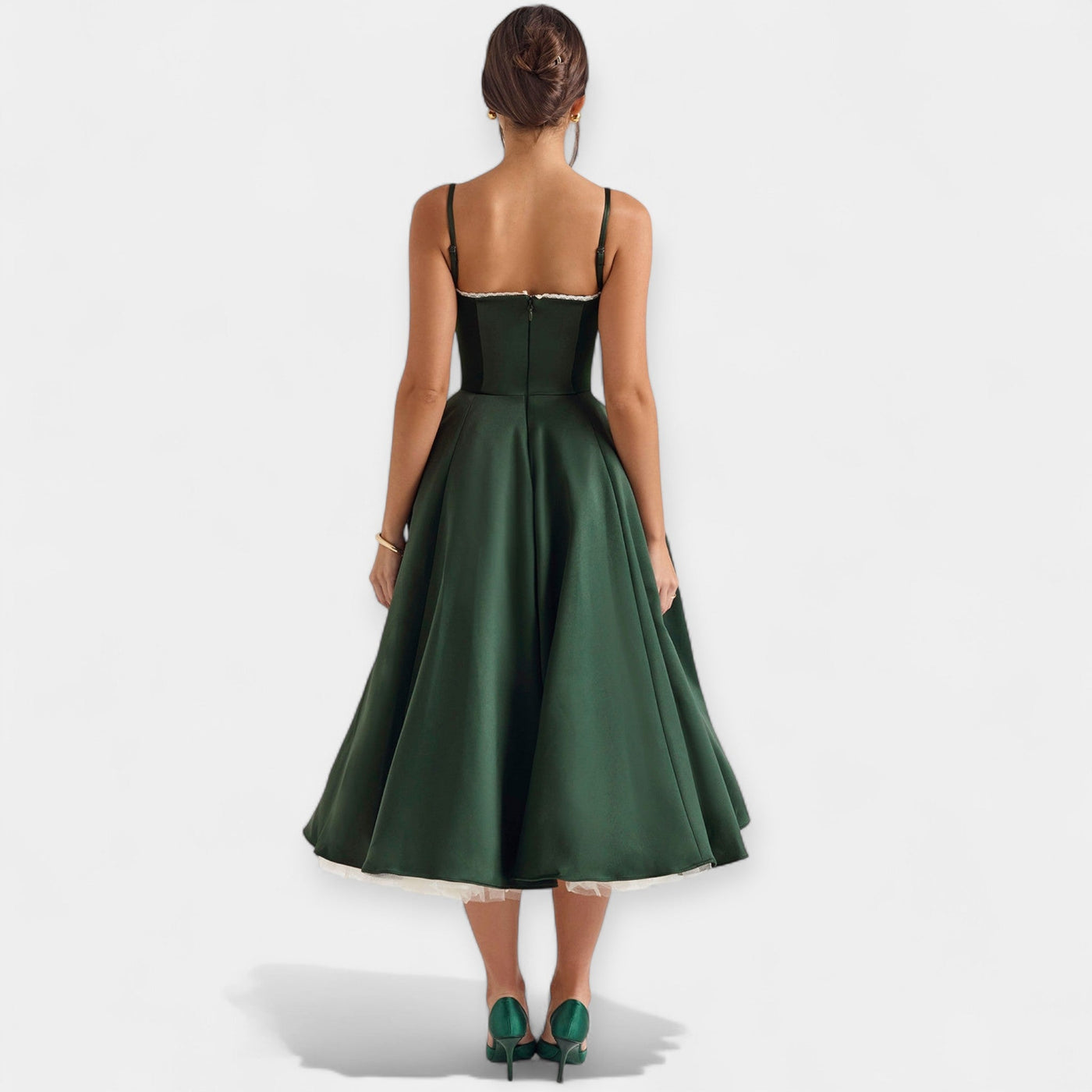 Tüll Áttetsző Részletekkel Ellátott Midi Ruha