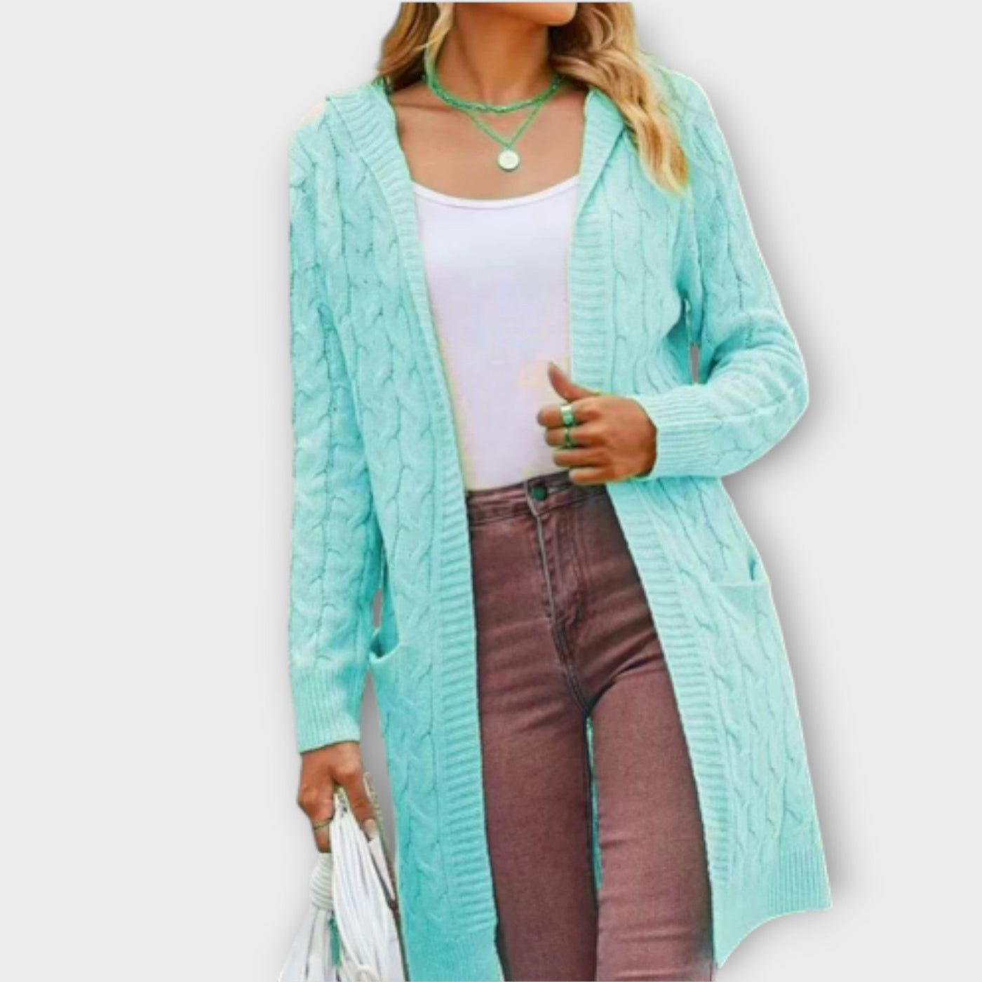 Kényelmes Kábel-Kötött Nyitott Kardigán