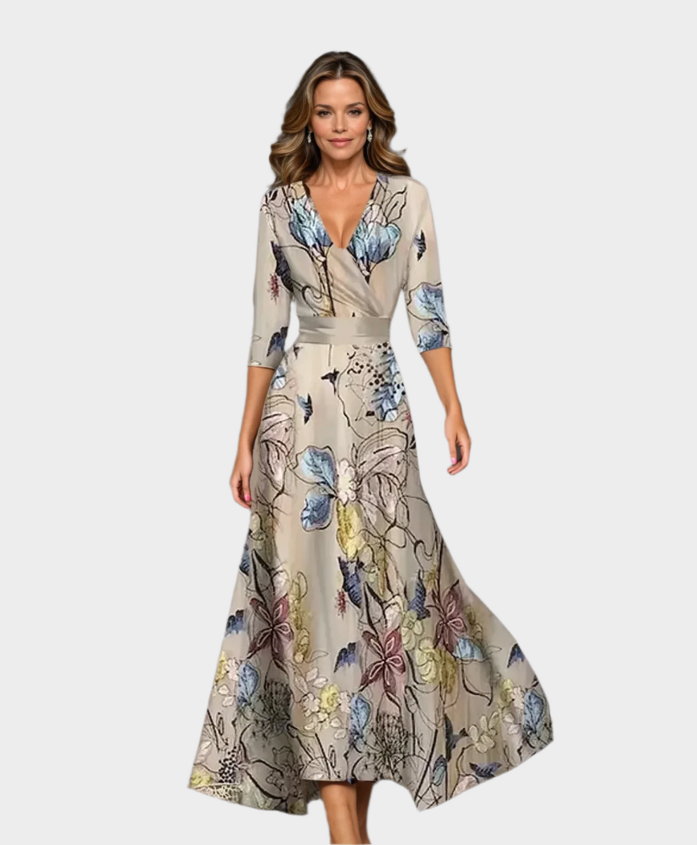 Midi ruha magas derékkal és laza fazonnal