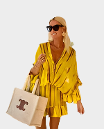 Mini ruha magas derékkal és V-kivágással